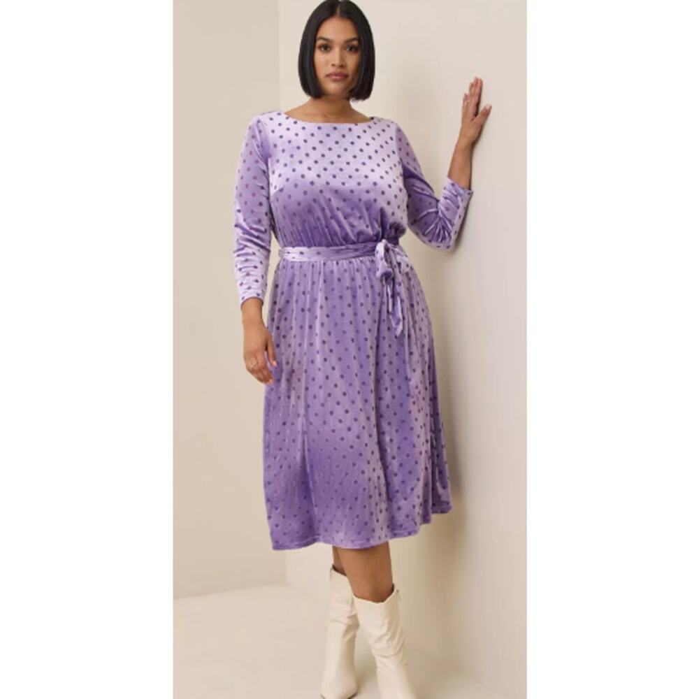 Torrid Midi Burnout Velvet Boatneck Dress Women's 3X Purple‎ NEW